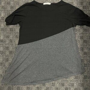 Audate black/grey asymmetrical tunic top XL